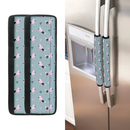 Poodle And Crown Pattern Print Refrigerator Handle Covers