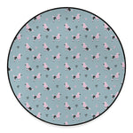 Poodle And Crown Pattern Print Round Floor Mat