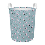 Poodle And Crown Pattern Print Round Laundry Basket