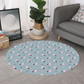 Poodle And Crown Pattern Print Round Rug