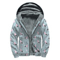Poodle And Crown Pattern Print Sherpa Lined Zip Up Hoodie