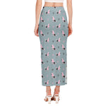 Poodle And Crown Pattern Print Side Slit Maxi Skirt