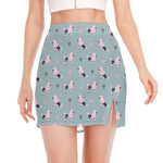 Poodle And Crown Pattern Print Side Slit Mini Skirt