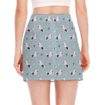Poodle And Crown Pattern Print Side Slit Mini Skirt