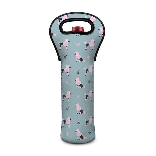 Poodle And Crown Pattern Print Single Neoprene Wine Tote