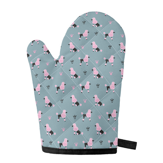 Poodle And Crown Pattern Print Single Oven Mitt