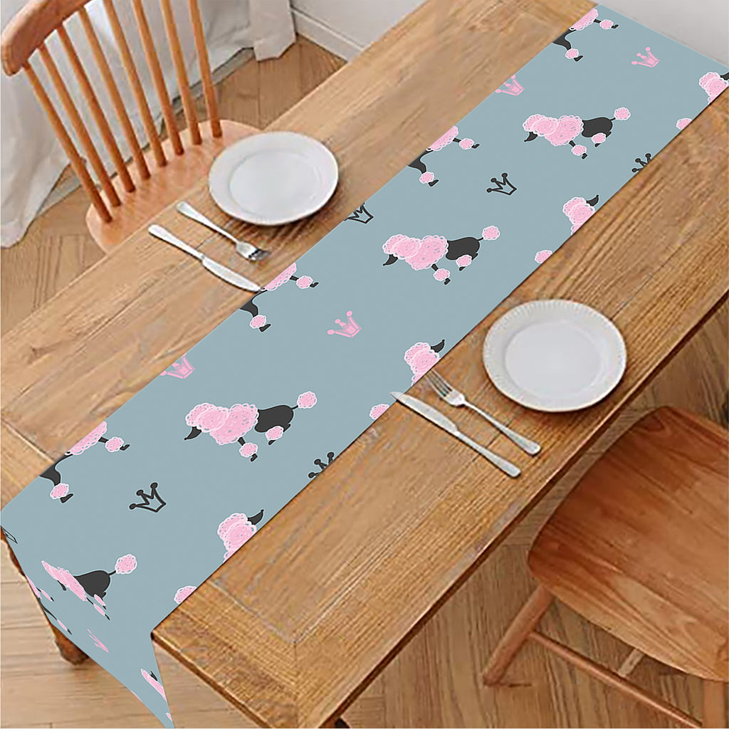 Poodle And Crown Pattern Print Table Runner