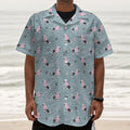 Poodle And Crown Pattern Print Textured Short Sleeve Shirt