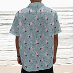 Poodle And Crown Pattern Print Textured Short Sleeve Shirt
