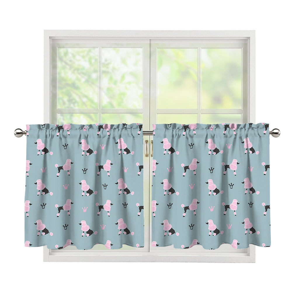 Poodle And Crown Pattern Print Tier Curtains