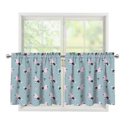 Poodle And Crown Pattern Print Tier Curtains