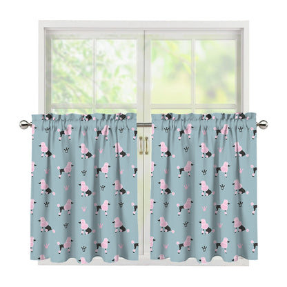 Poodle And Crown Pattern Print Tier Curtains
