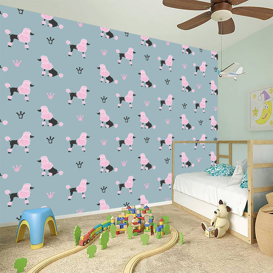 Poodle And Crown Pattern Print Wall Sticker