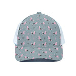 Poodle And Crown Pattern Print White Mesh Trucker Cap