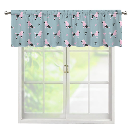Poodle And Crown Pattern Print Window Valance