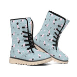 Poodle And Crown Pattern Print Winter Boots