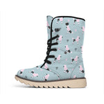 Poodle And Crown Pattern Print Winter Boots