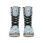 Poodle And Crown Pattern Print Winter Boots