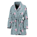 Poodle And Crown Pattern Print Women's Bathrobe