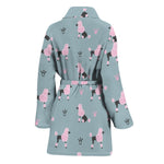 Poodle And Crown Pattern Print Women's Bathrobe