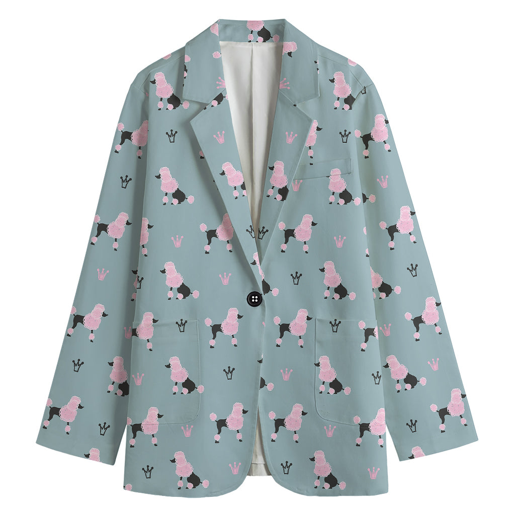 Poodle And Crown Pattern Print Women's Blazer