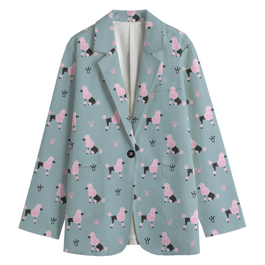 Poodle And Crown Pattern Print Women's Blazer