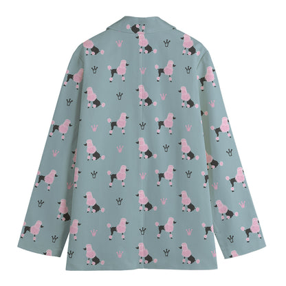 Poodle And Crown Pattern Print Women's Blazer