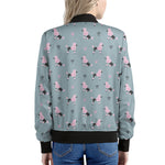 Poodle And Crown Pattern Print Women's Bomber Jacket