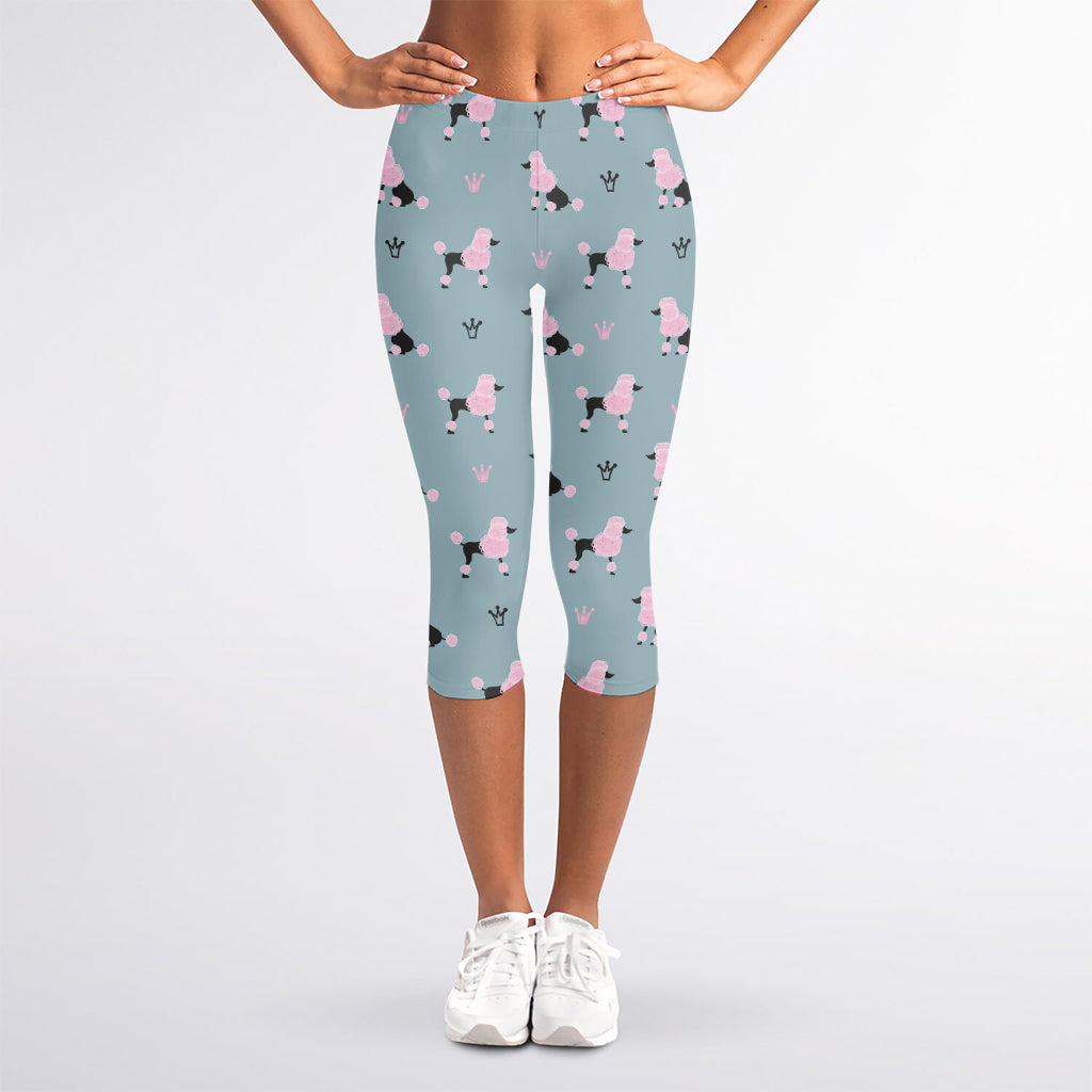 Poodle And Crown Pattern Print Women's Capri Leggings