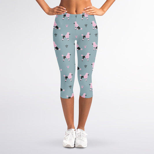 Poodle And Crown Pattern Print Women's Capri Leggings