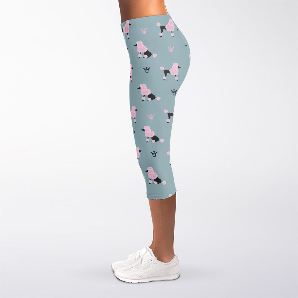 Poodle And Crown Pattern Print Women's Capri Leggings