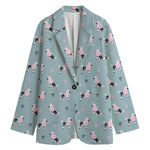 Poodle And Crown Pattern Print Women's Cotton Blazer