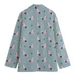 Poodle And Crown Pattern Print Women's Cotton Blazer