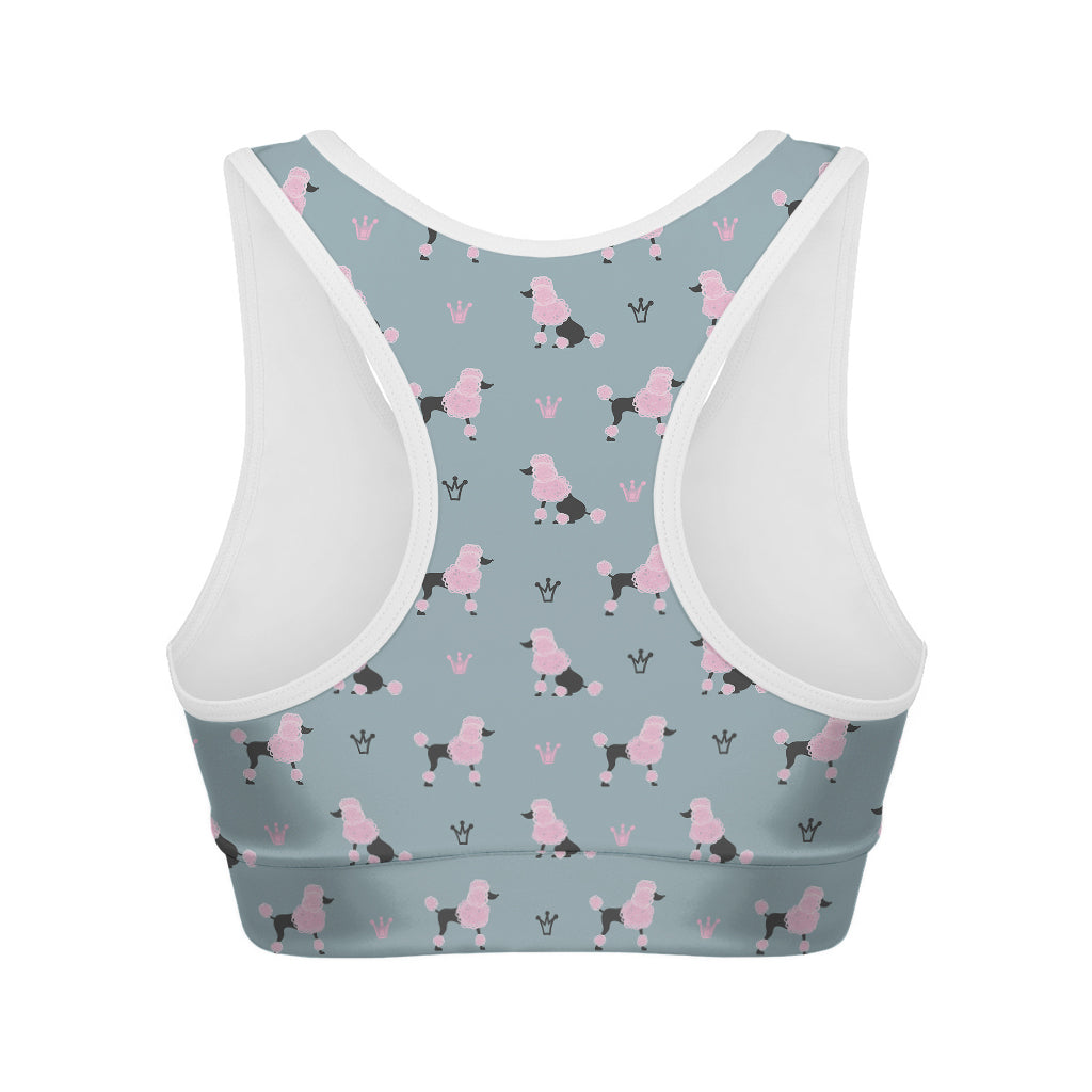 Poodle And Crown Pattern Print Women's Sports Bra