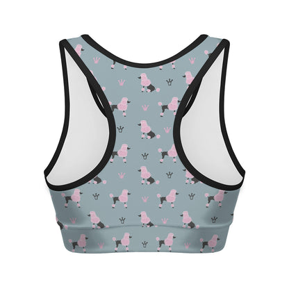 Poodle And Crown Pattern Print Women's Sports Bra