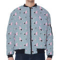 Poodle And Crown Pattern Print Zip Sleeve Bomber Jacket