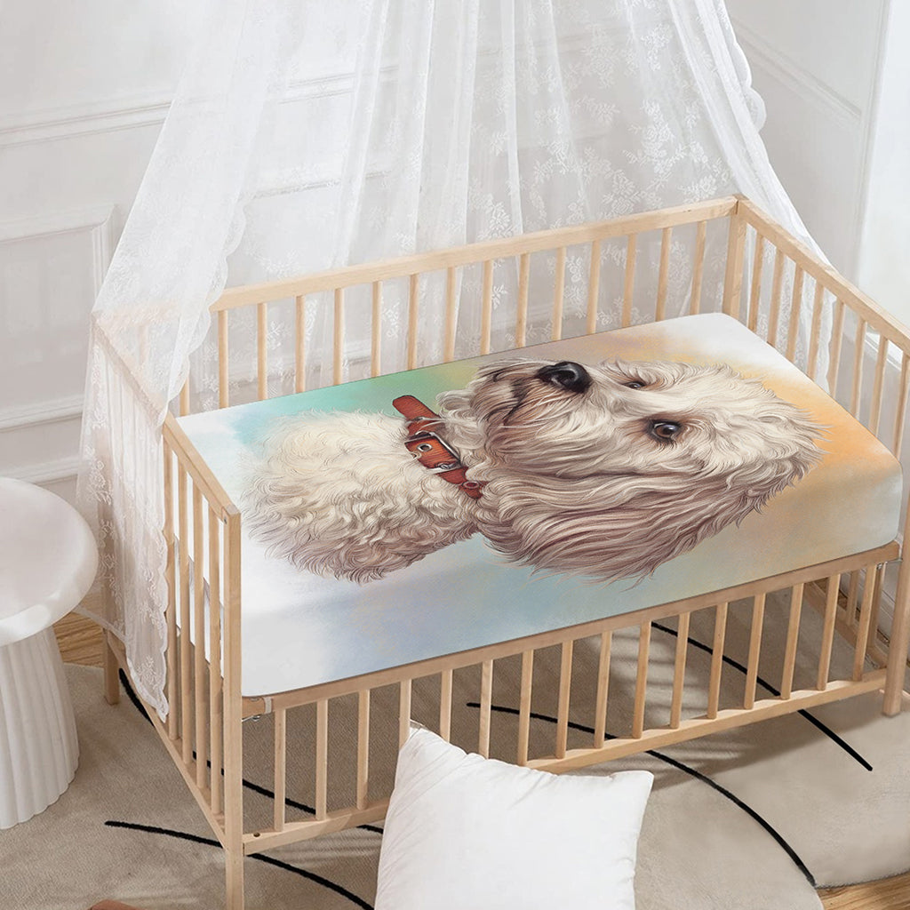 Poodle Portrait Print Baby Crib Sheet