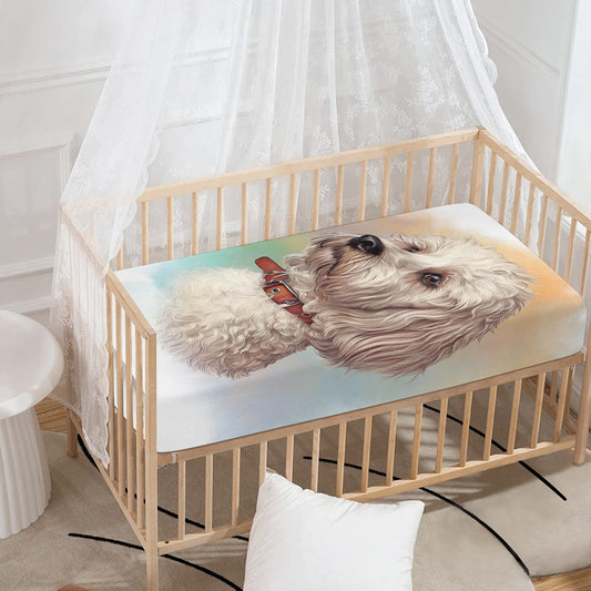 Poodle Portrait Print Baby Crib Sheet