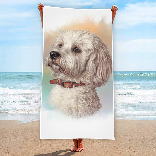 Poodle Portrait Print Beach Towel