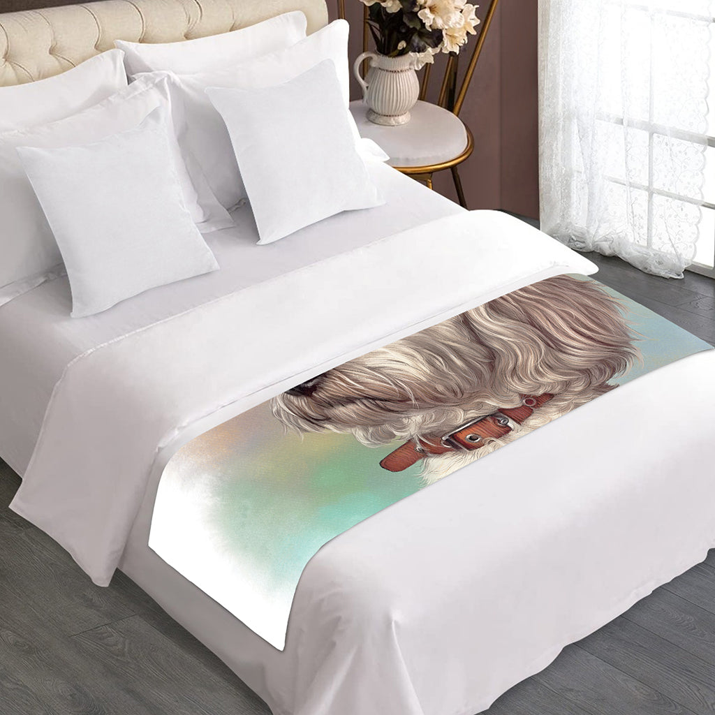 Poodle Portrait Print Bed Runner