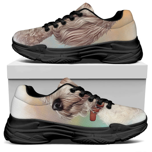 Poodle Portrait Print Black Chunky Shoes