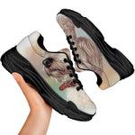 Poodle Portrait Print Black Chunky Shoes