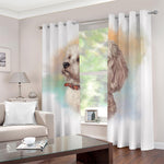 Poodle Portrait Print Blackout Grommet Curtains