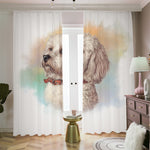 Poodle Portrait Print Blackout Pencil Pleat Curtains
