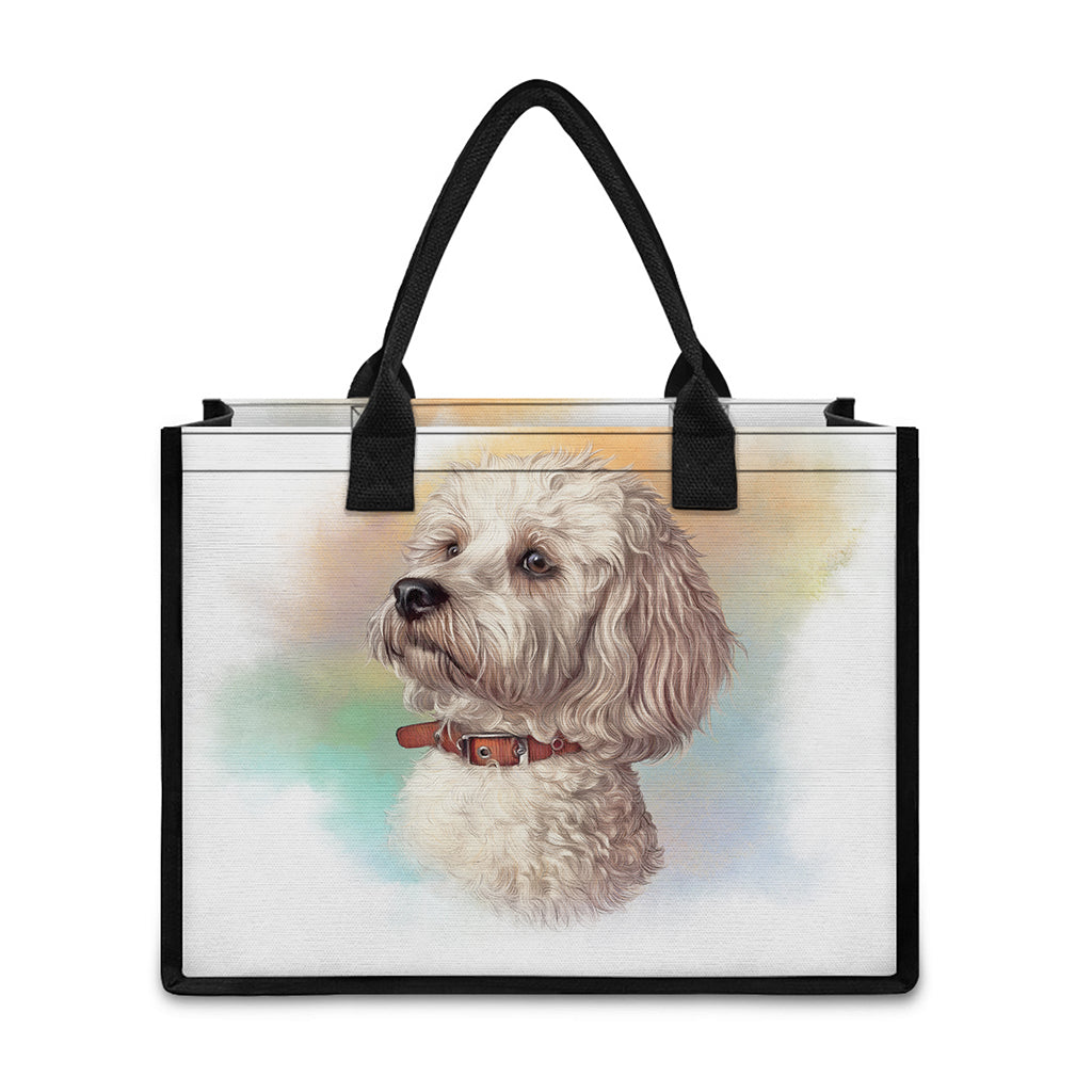 Poodle Portrait Print Canvas Tote Bag