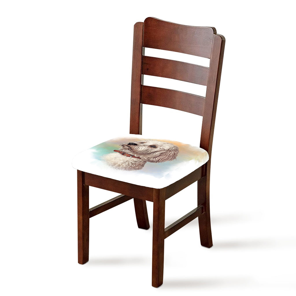 Poodle Portrait Print Chair Cushion Cover