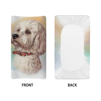 Poodle Portrait Print Changing Pad Cover