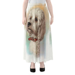 Poodle Portrait Print Chiffon Maxi Skirt