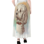 Poodle Portrait Print Chiffon Maxi Skirt