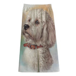 Poodle Portrait Print Cotton Front Slit Maxi Skirt